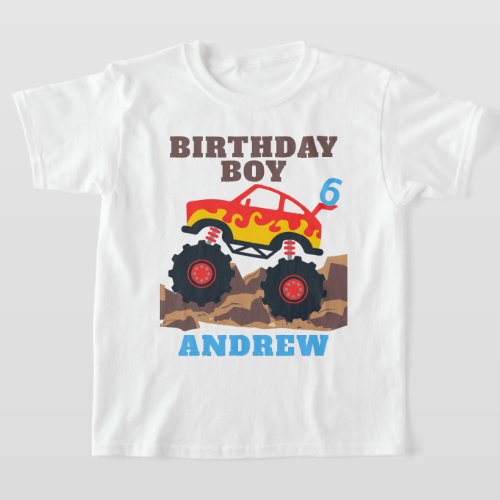 Monster Truck Boy Birthday Party T_Shirt