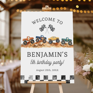 Monster Truck Boy Birthday Party Welcome Sign
