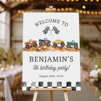 Monster Truck Boy Birthday Party Welcome Sign