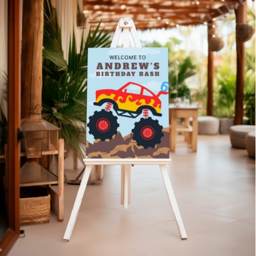 Monster Truck Boy Birthday Party Welcome Sign