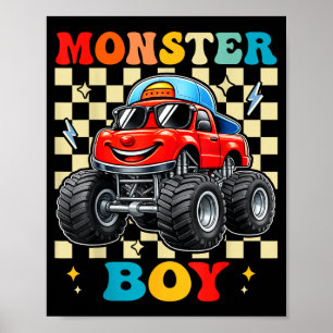 Monster truck boy family matching monster trucks poster