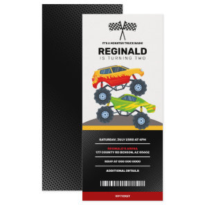 Monster Truck Boy Racing Birthday Jam Ticket Invitation
