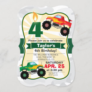 Monster Truck Boy's Birthday Party Invitation