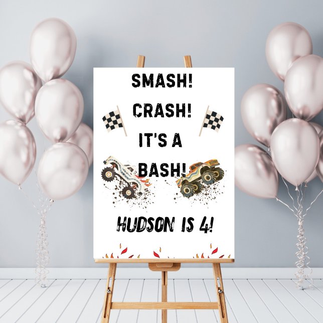 Monster Truck Boys Customizable Birthday Party Poster (Creator Uploaded)