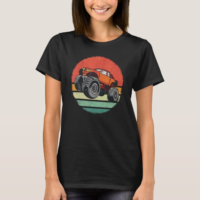 Monster Truck Car Retro Sunset T-Shirt (Front)