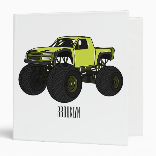 Monster truck cartoon illustration 3 ring binder (Front/Inside)