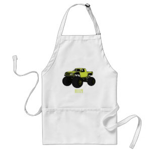 Monster truck cartoon illustration adult apron