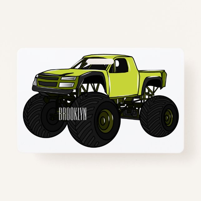 Monster truck cartoon illustration badge (Front)