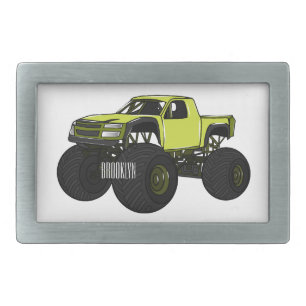 Monster truck cartoon illustration belt buckle