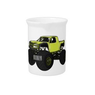 Monster truck cartoon illustration beverage pitcher