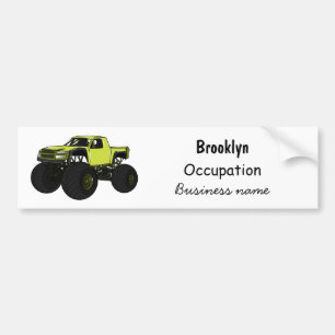 Monster truck cartoon illustration bumper sticker