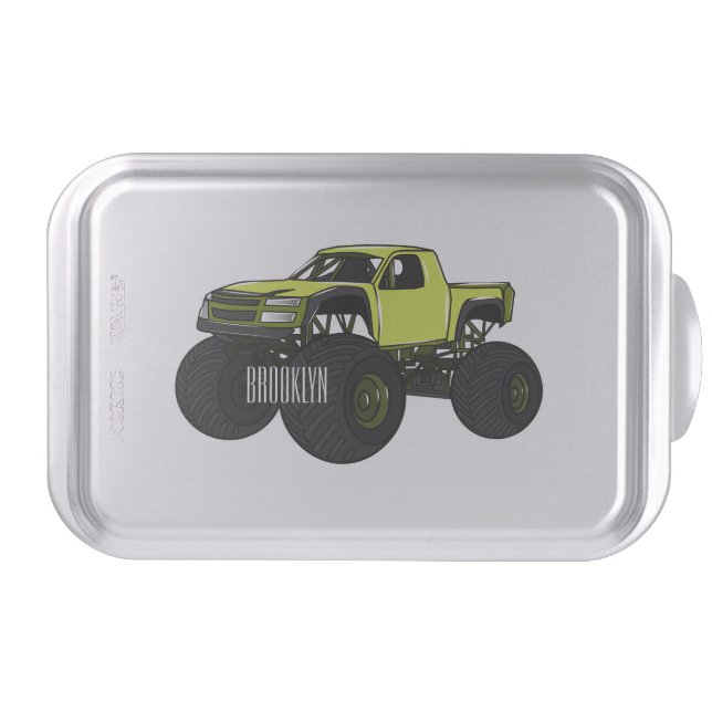 Monster truck cartoon illustration cake pan (Front)