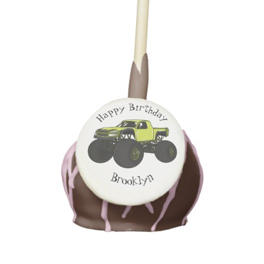 Monster truck cartoon illustration cake pops (Front)