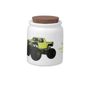 Monster truck cartoon illustration candy jar