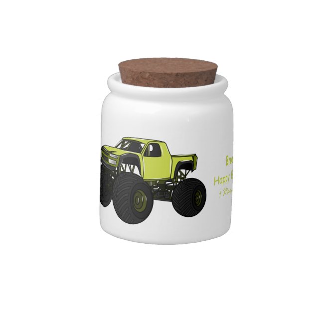 Monster truck cartoon illustration candy jar (Left)