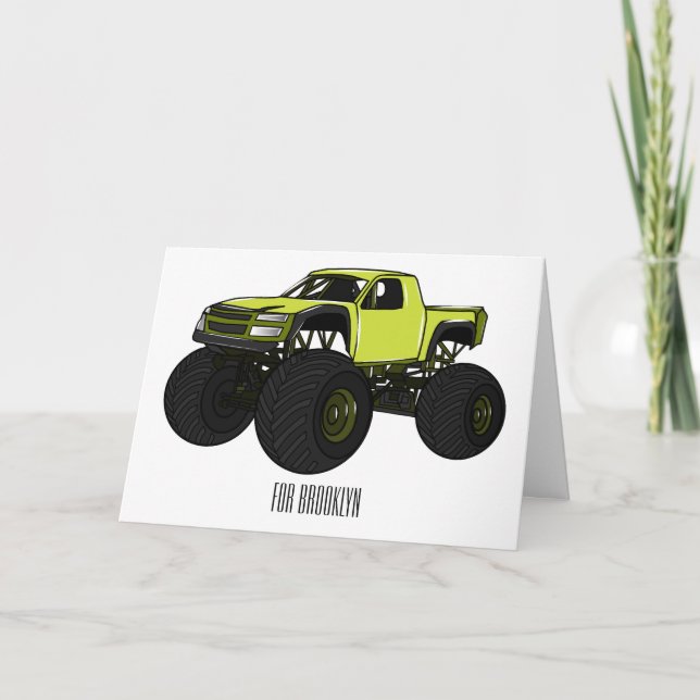Monster truck cartoon illustration card (Front)