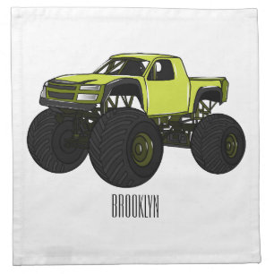 Monster truck cartoon illustration cloth napkin