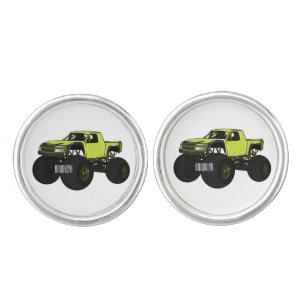 Monster truck cartoon illustration cufflinks