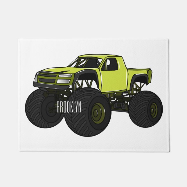 Monster truck cartoon illustration doormat (Front)