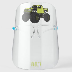 Monster truck cartoon illustration face shield