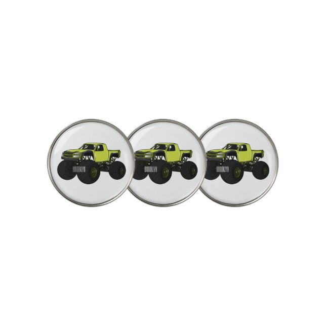 Monster truck cartoon illustration golf ball marker (3 Up)