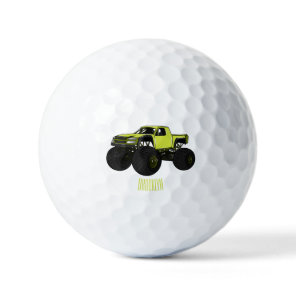 Monster truck cartoon illustration golf balls