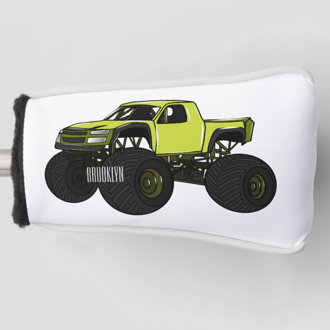 Monster truck cartoon illustration golf head cover (Front)
