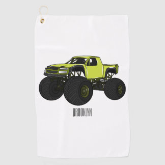 Monster truck cartoon illustration golf towel