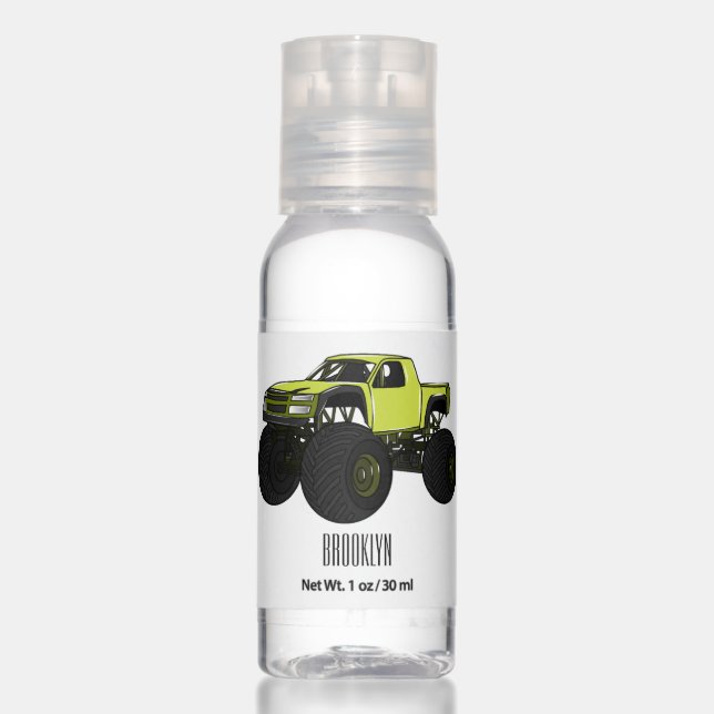 Monster truck cartoon illustration hand sanitizer (Front)
