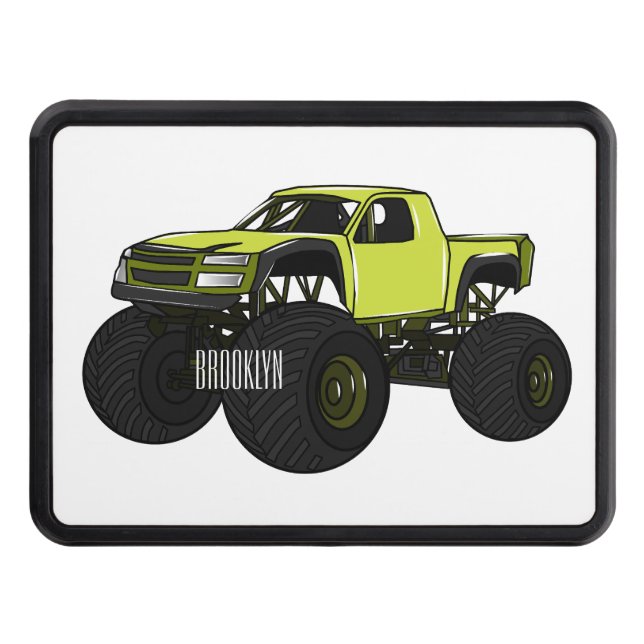 Monster truck cartoon illustration hitch cover (Front)