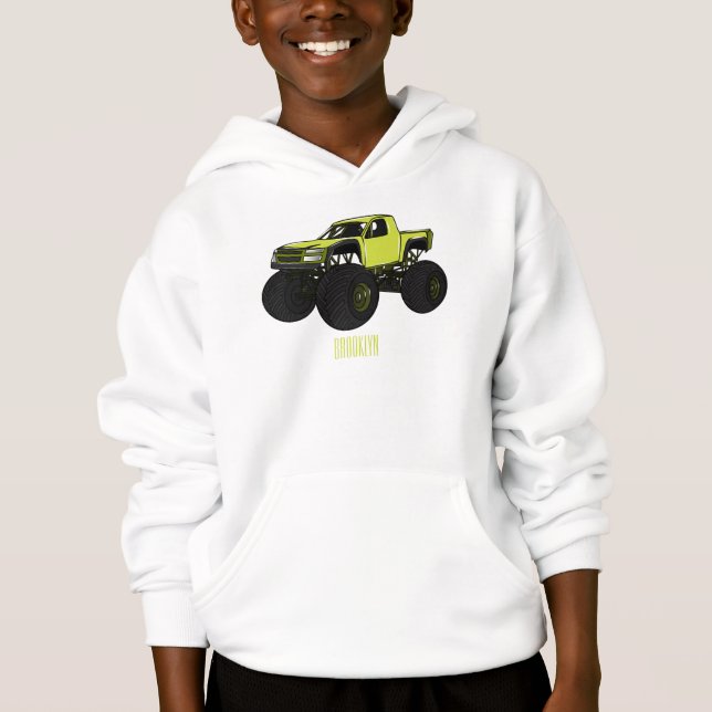 Monster truck cartoon illustration hoodie (Front)