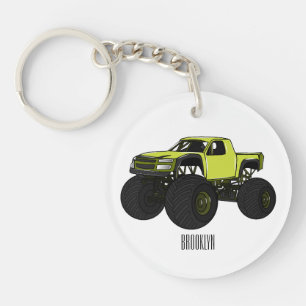 Monster truck cartoon illustration keychain