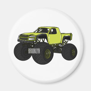 Monster truck cartoon illustration magnet
