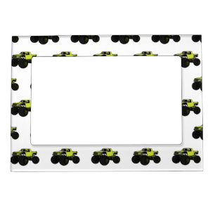 Monster truck cartoon illustration magnetic frame