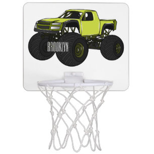 Monster truck cartoon illustration mini basketball hoop