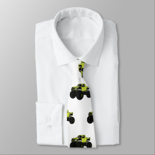Monster truck cartoon illustration neck tie