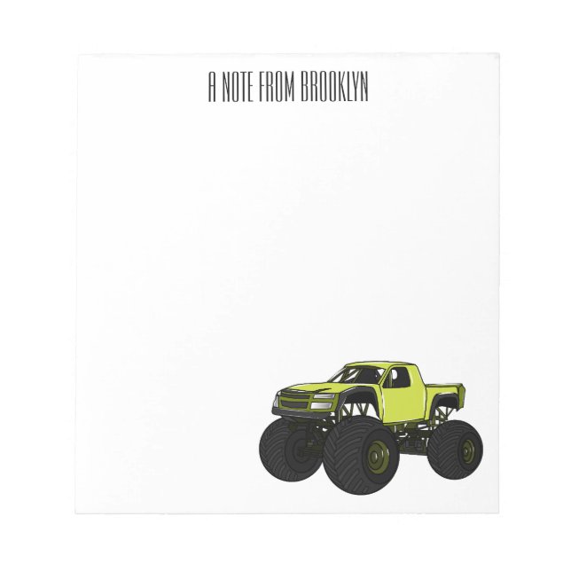 Monster truck cartoon illustration notepad (Front)