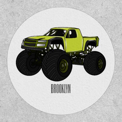 Monster truck cartoon illustration patch