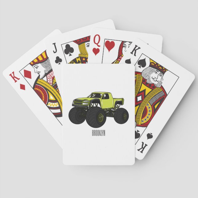 Monster truck cartoon illustration poker cards (Back)