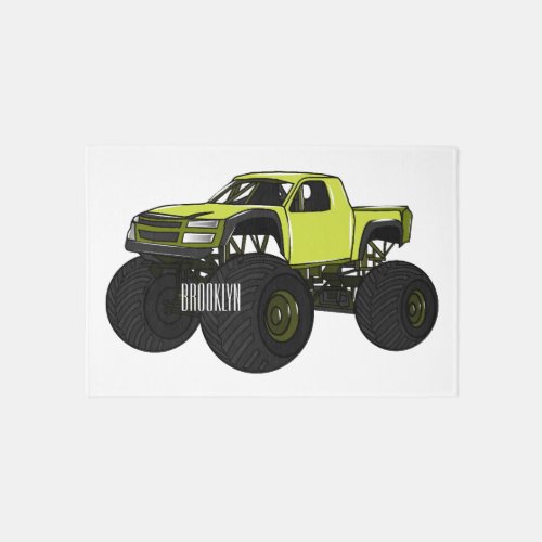 Monster truck cartoon illustration rug