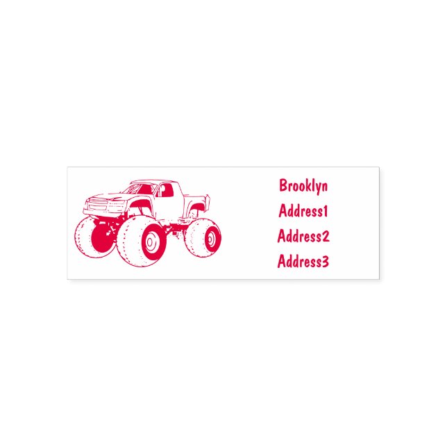 Monster truck cartoon illustration self-inking stamp (Design)