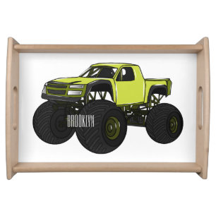 Monster truck cartoon illustration serving tray
