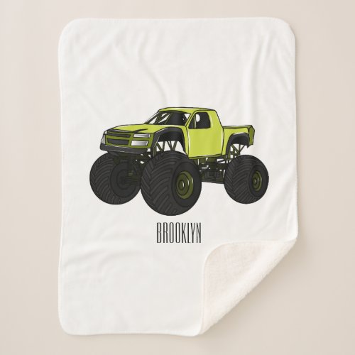 Monster truck cartoon illustration sherpa blanket