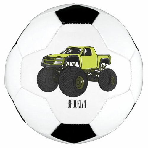 Monster truck cartoon illustration soccer ball
