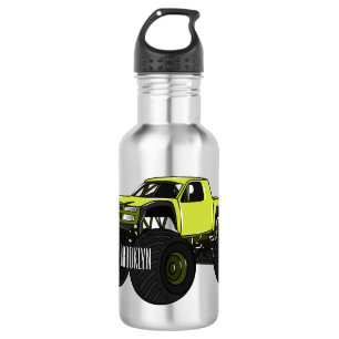 Monster truck cartoon illustration stainless steel water bottle