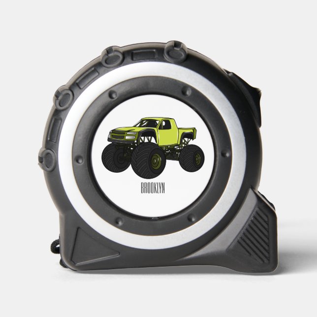 Monster truck cartoon illustration tape measure (Front)