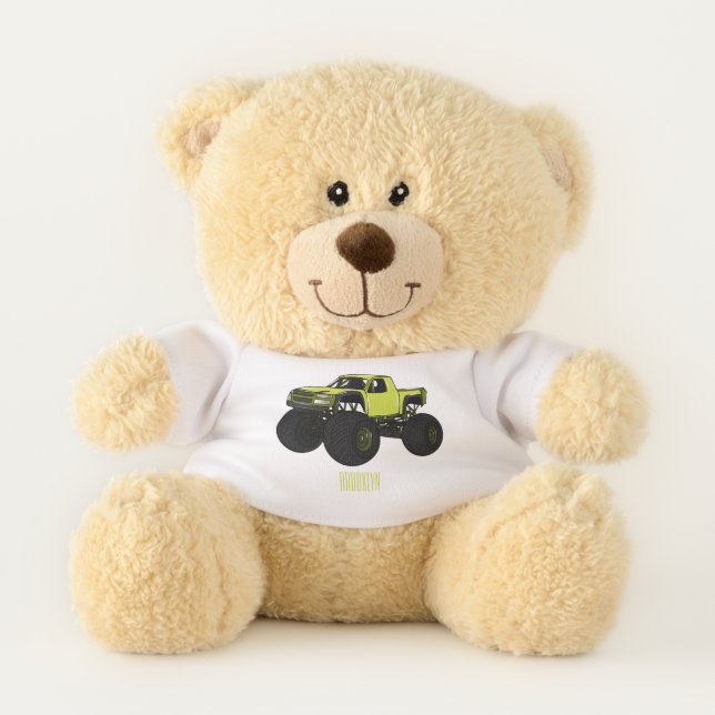 Monster truck cartoon illustration teddy bear (Front)