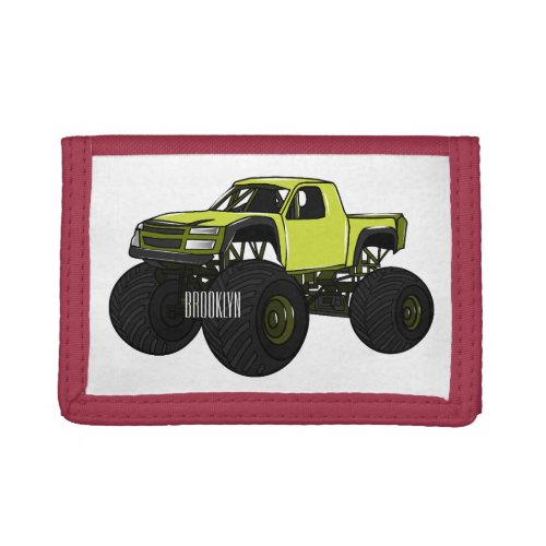 Monster truck cartoon illustration trifold wallet