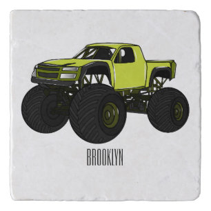 Monster truck cartoon illustration trivet