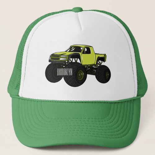 Monster truck cartoon illustration trucker hat